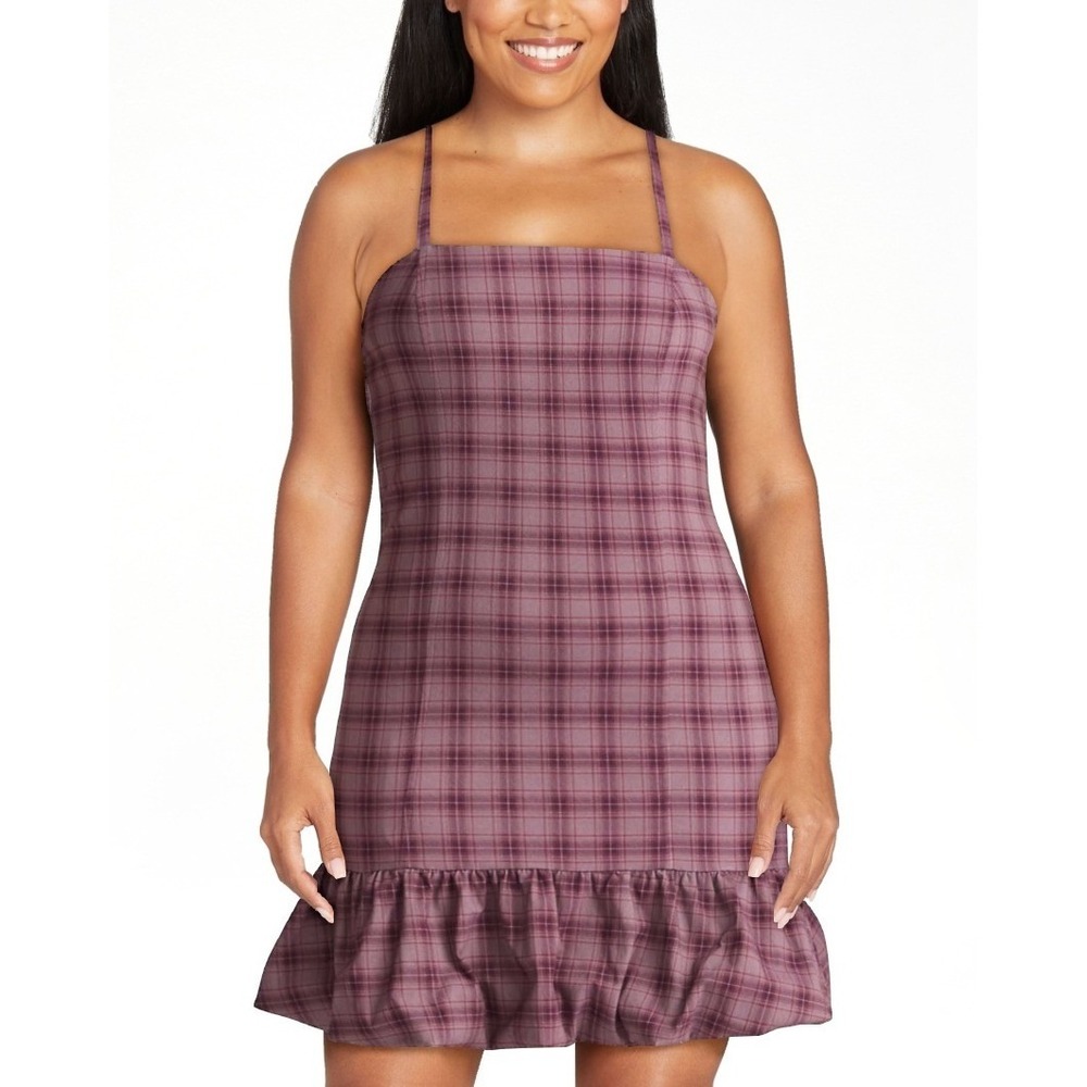 Madden NYC Pink Bubble Hem Mini Dress Square Neck Spaghetti Strap S /#26209